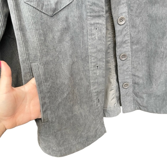 Avec Les Filles Classic Corduroy Shacket Gray Button Down Women’s Shirt Jacket - Picture 8 of 11